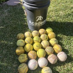 Bucket of softballs