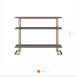 New Hailey 39.37 in. Graphite Gray Console Table with 3-Open Shelves and Metal Frame