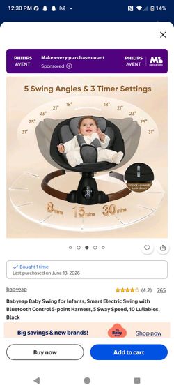 Babyeap Smart Electric Baby Swing, Black