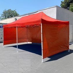 (NEW) $225 Heavy-Duty 10x20 ft Canopy w/ 4 Sidewalls, Outdoor Patio Pop Up Tent Gazebo with Carry Bag, Black