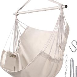 Hammock Chair Hanging Rope Swing - Hammock Chair Bedrooms - Swing Chair Indoor - Hanging Chair Outdoor - Max Weight 500 Lbs