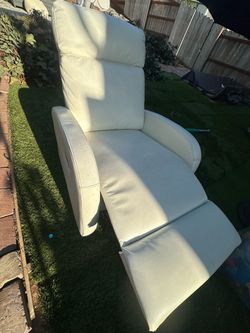White leather recliner chair