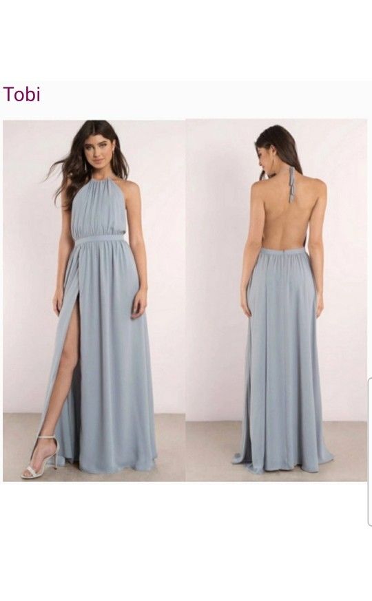 Tobi Dress Women's Size Small Gray Halter Backless Maxi Gown.
