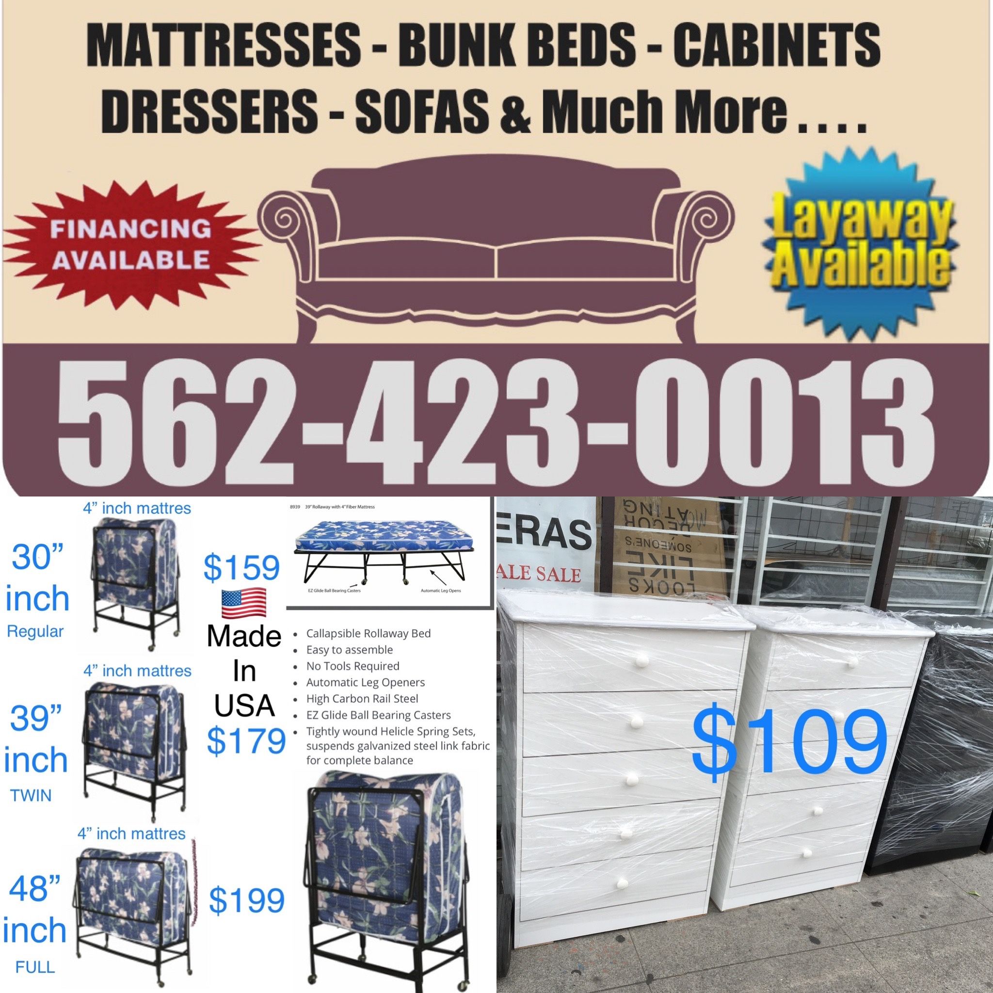 Rollaway Bed Regular Size Twin Size & Full Size