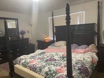 FREE TODAY ONLY!! Ashley King size 4-post bed frame