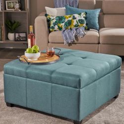 Fabric Tufted Storage Ottoman 