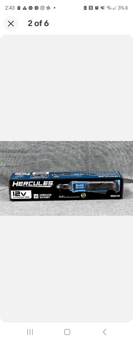 Hercules HD031B  1/4" CORDLESS RATCHET (Tool Only) Brand NEW 