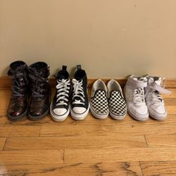 4 Pair Big Kids Youth Shoes, Jessica Simpson, Converse, Vans, Nike, Size 2, 3, 4