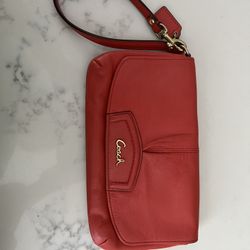 Coach Red Leather Wristlet Wallet