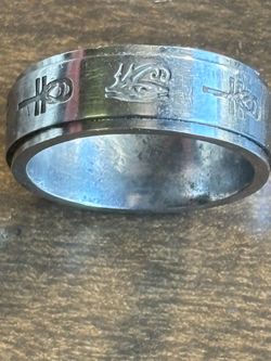 Stainless Steel Engraved Size 10 Band Ring