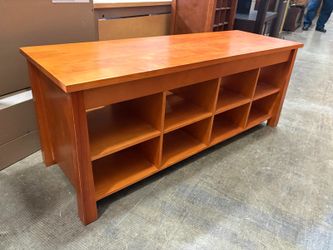 Mission Style Cherry Finished Shoe Storage Cabinet