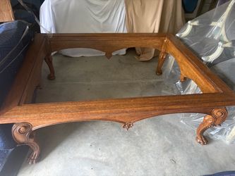 Wood and Glass Coffee Table with Claw Feet