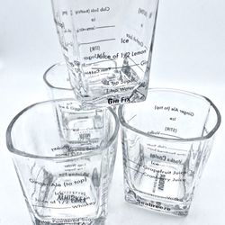 Bartending Set of 4 Rocks Tumbler glasses – barware with drink mix recipesc