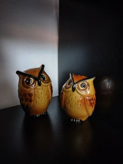 Cute Owl Salt & Pepper Shakers Set (5.5") With Stoppers