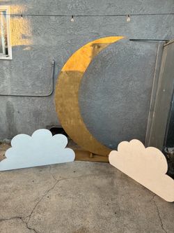 Large Crescent Moon and Cloud Photo Backdrop Set