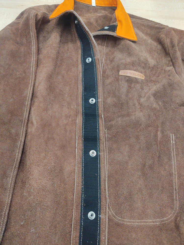 Leather Welders Coat, Size Medium 