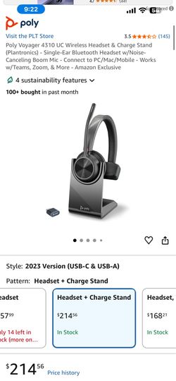 Poly Voyager 4310 UC Wireless Headset & Charge Stand (Plantronics) - Single-Ear Bluetooth Headset w/Noise-Canceling Boom Mic - Connect to PC/Mac/Mobil