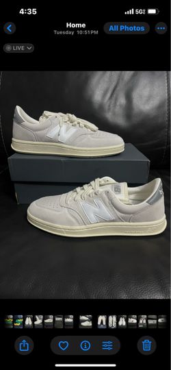 New Balance T500 Retro Court Shoes - Light Grey/Off-White Size 9 1/2 women
