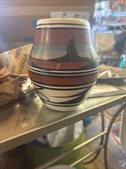 Native American Style Painted Pottery Vase