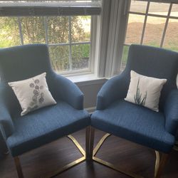 Wayfair Armchairs- Set Of 2 Navy And Gold