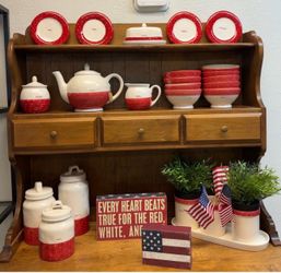 Rae Dunn Vintage Red Polka Dot set