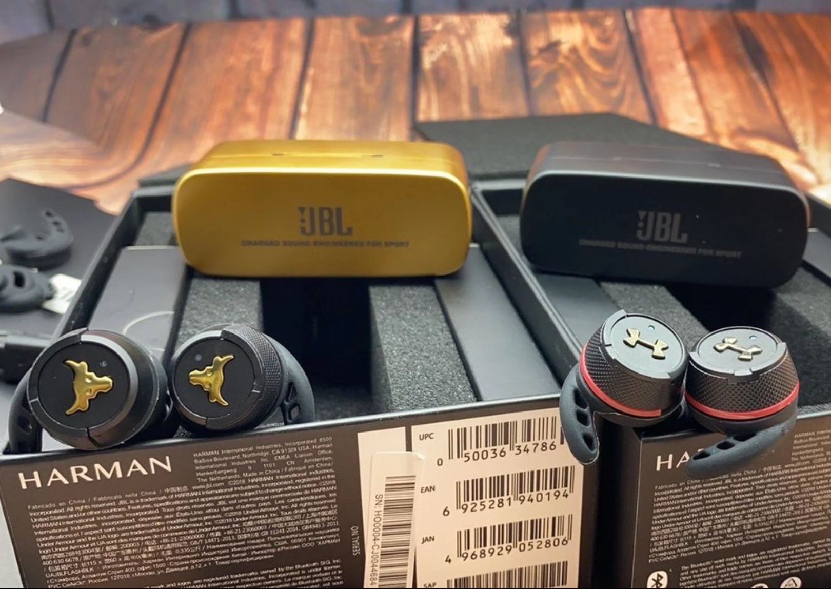 JBL Under Armour Wireless Sport Headphones Earbuds True Flash In-Ear Gold And Black NEW