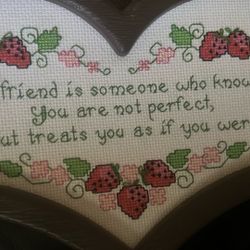 Strawberry 🍓 Needlepoint Heart Shaped Friendship 