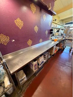 Long Stainless Steel Work Table w/ Undershelf