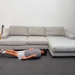 Lodge 2 Piece 139" Sectional With Oversized Chaise (Like a bed) Gray / Quartz Color - Very Clean