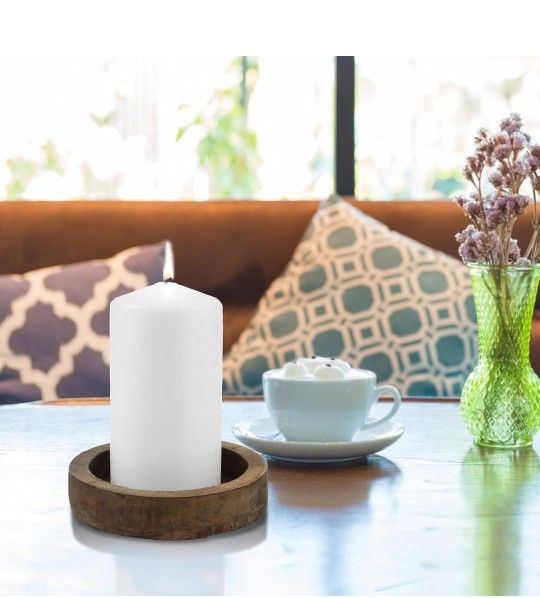  Unscented White Tall Pillar Candles, 3×6, 6 count