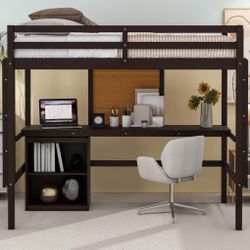 Full-size loft Bed with Desk