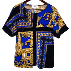 Joseph Ribkoff Women’s Print Jersey Knit Short Sleeve Top Blouse Size 6