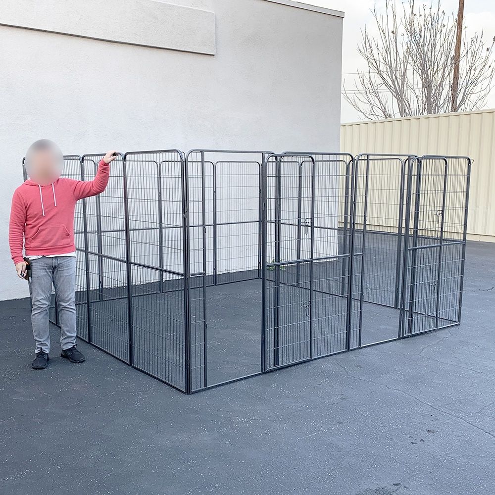 New In Box $360 Dog 16-Panel Playpen, 10x10x5ft Tall Heavy Duty Pet Exercise Fence Crate Kennel Gate 