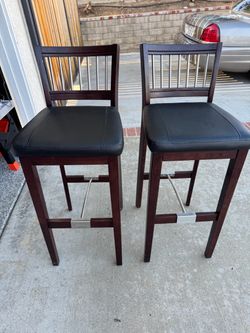 Leather bar chairs x2