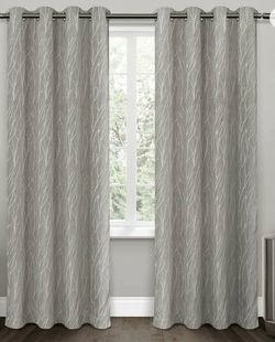 Gray Branch Pattern Grommet Curtain Panels