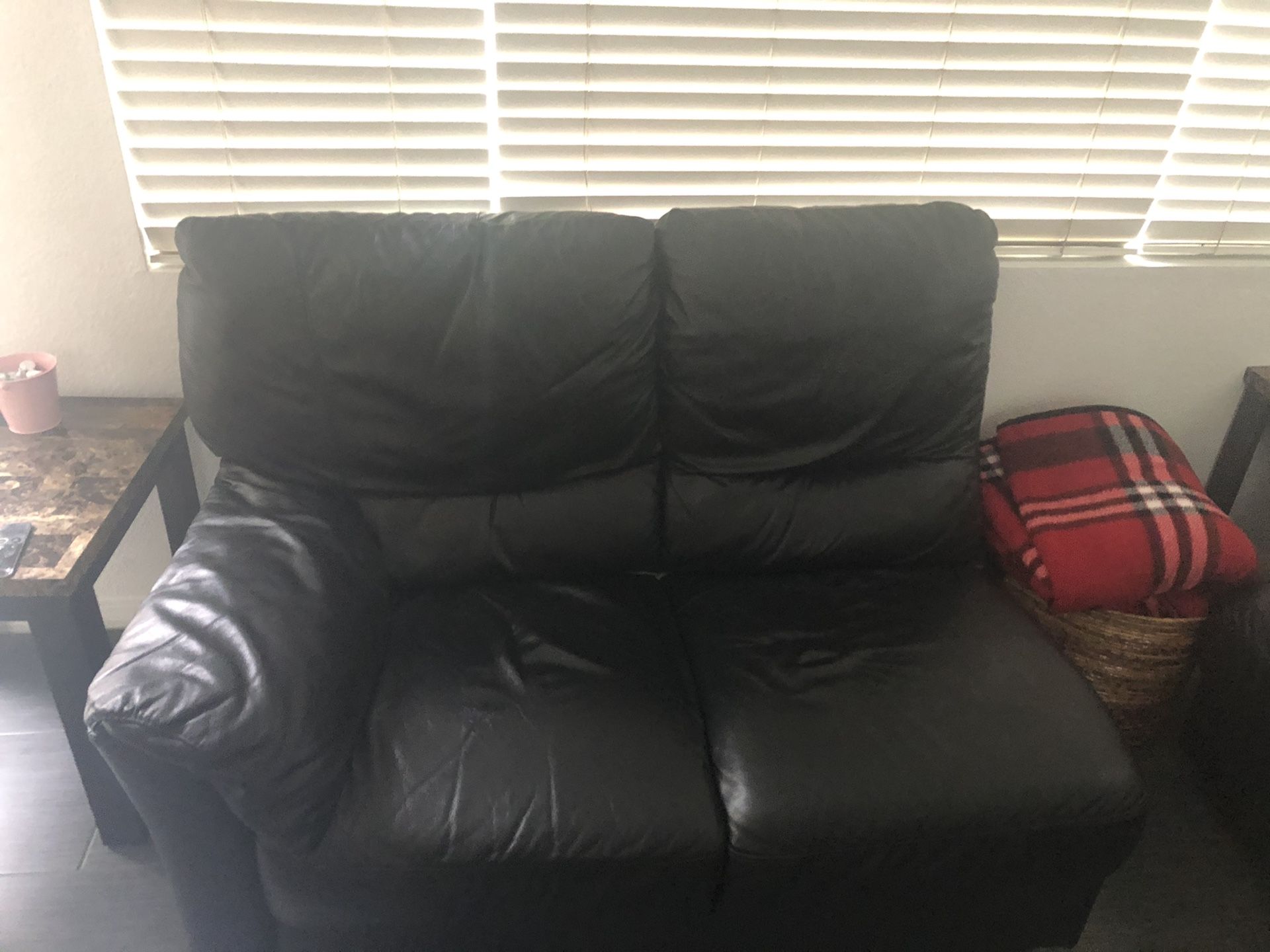 Black leather couches