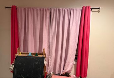 Pink black out curtains