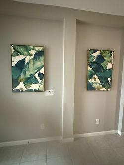 Set of 2 Framed Tropical Leaf Wall Art Prints