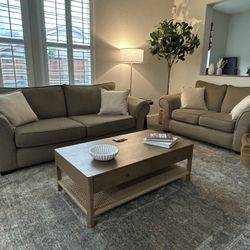 Couch Set. Tan In Color. Dimensions Are In Description Below. 