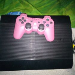 PS3 and Pink PS3 Controller With Gta5 And Grid