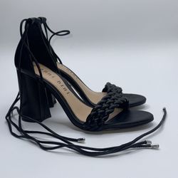 black strappy open toed heels