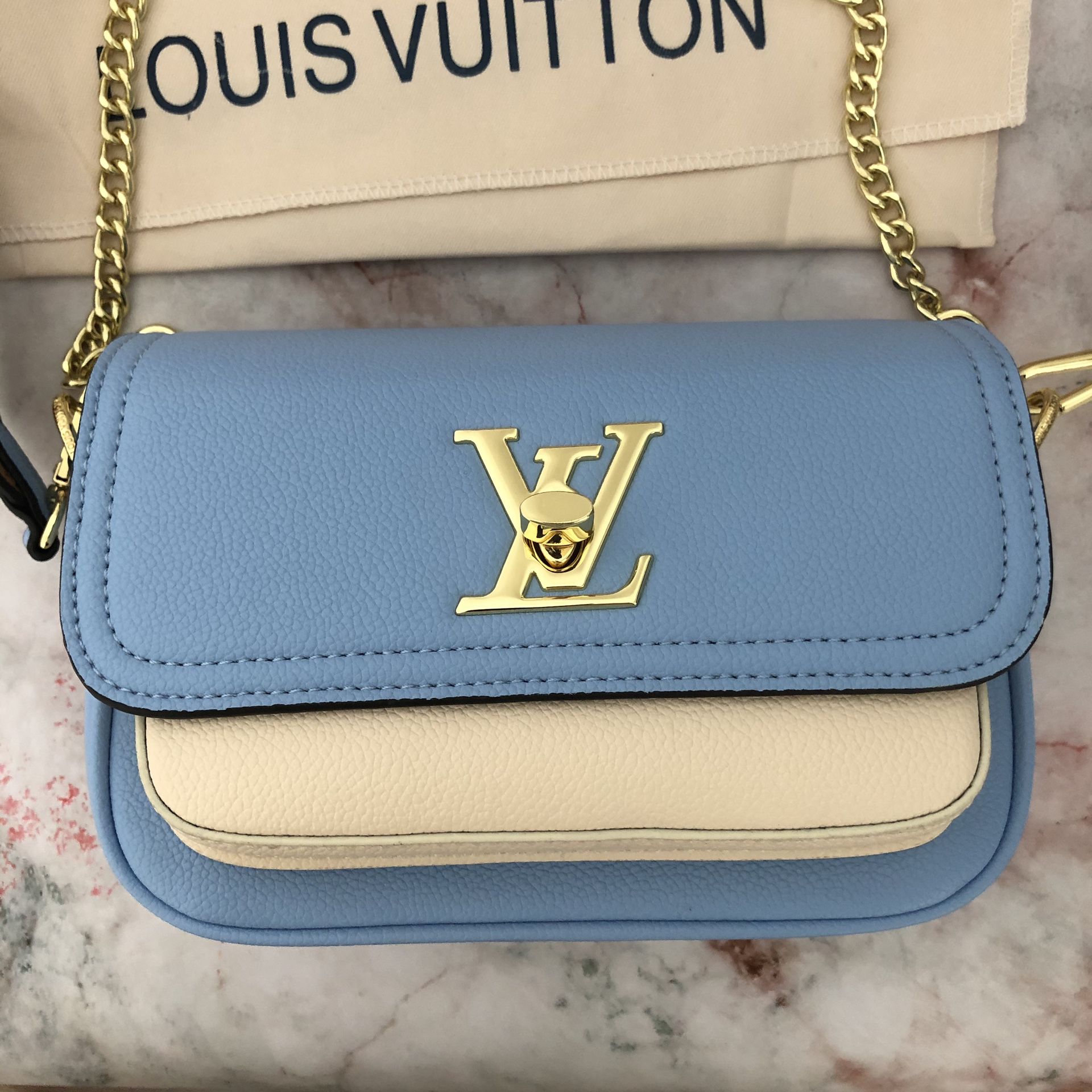 Authentic Louis Vuitton Blue LV Twist Lock Shoulder Bag for Sale