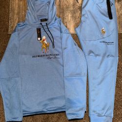 Blue Men Polo Sweatsuit Size Large N 2x 