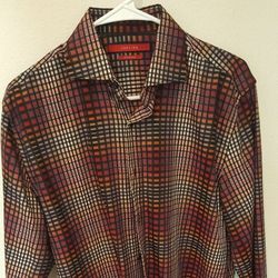 Red & Black, dress/party shirt (Brand: Justing)