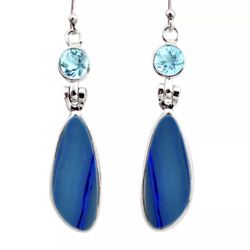 925 sterling silver blue opal earrings