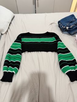 Striped Cropped Knit Sweater