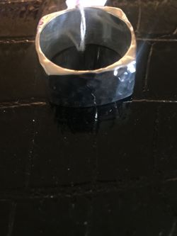 .925 Silver Square Hammered Ring