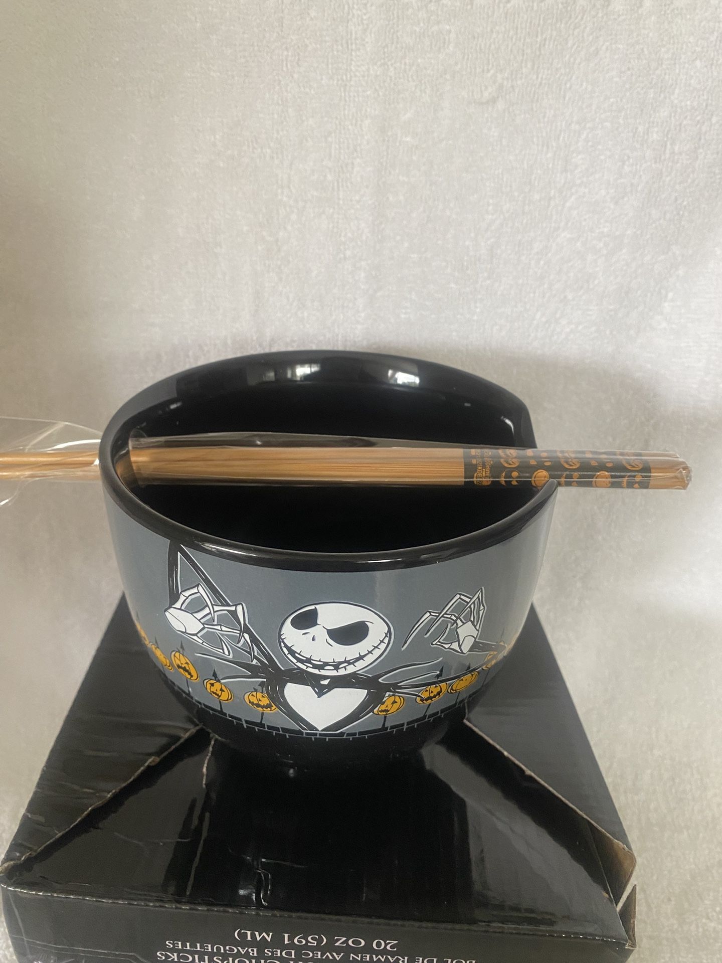 Jack Skellington Large Ramen Bowl With Chopsticks
