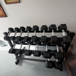 Cap Hex Rubber Dumbbells With Chrome Handles