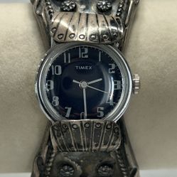 Vintage Sterling Silver And Turquoise Cuff Watch